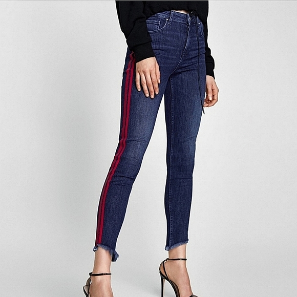 Vibrant Jeans Vibrant Red Striped Denim Dark Wash Blue Jeans Poshmark